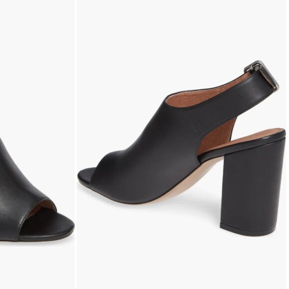 Dina Slide Black Leather Sandal (Women) Halogen Size 8.5 M - Picture 8 of 9